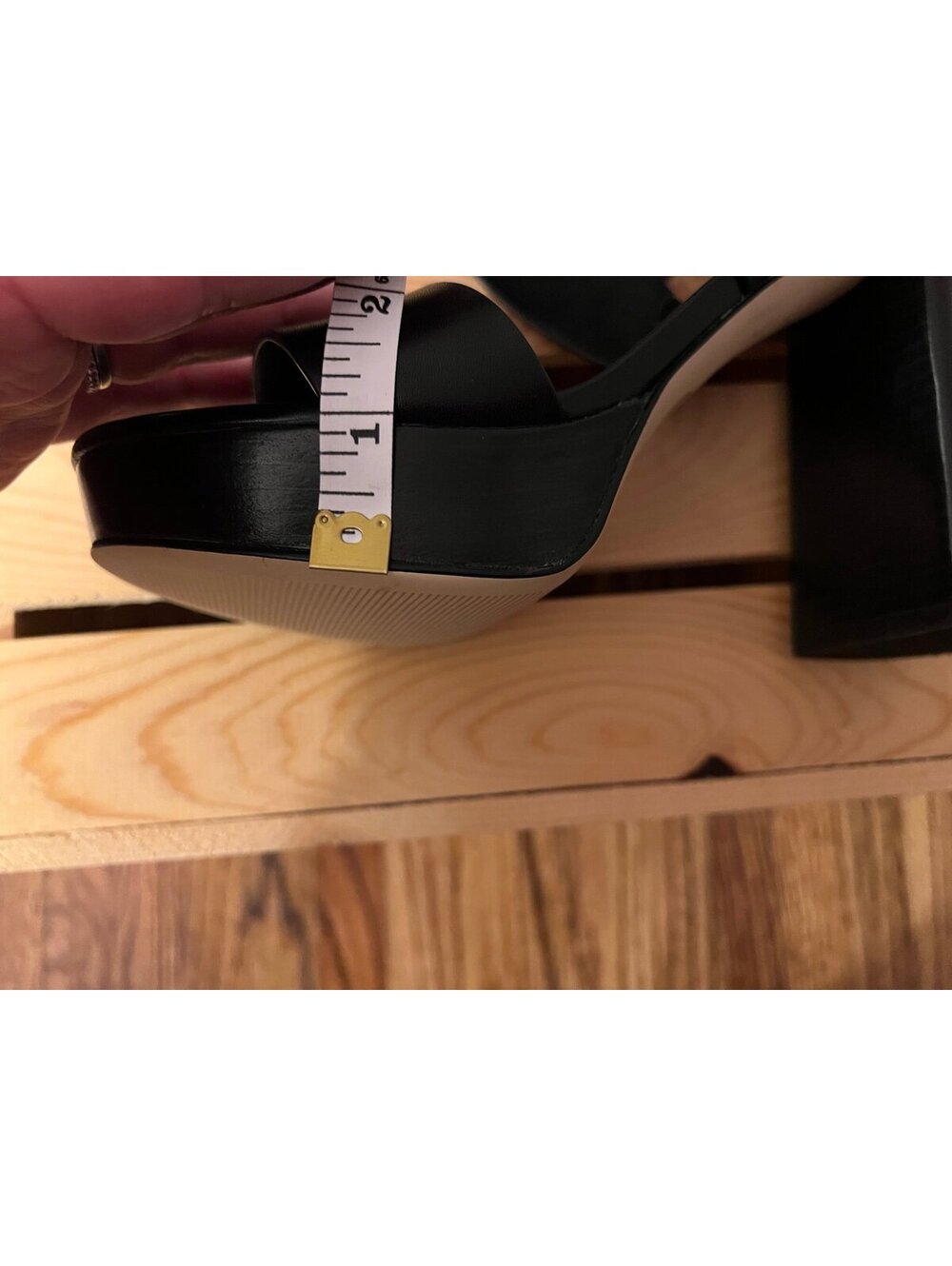 Michael Kors Carmen Platform Sandals, Black Leather, Block Heel (7.5) NWOT - Picture 11 of 12